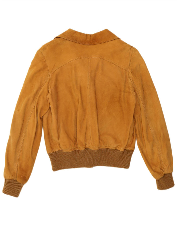 Giubbotto bomber vintage in pelle scamosciata da donna IT 44 Marrone medio retrò