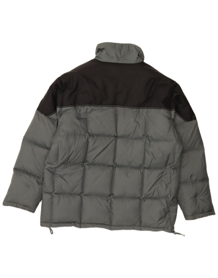 Giacca imbottita ampia da uomo vintage UK 38 Nylon color block grigio medio