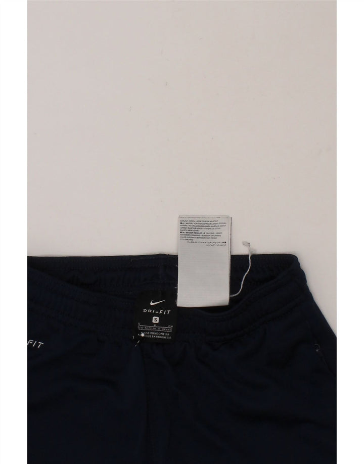 NIKE Boys Dri Fit Bermuda Sport Shorts 8-9 Years Small Navy Blue Polyester Vintage Nike and Second-Hand Nike from Messina Hembry 