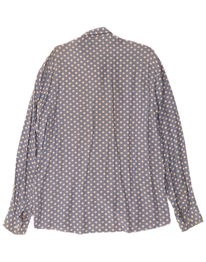 Camicia Vintage Uomo XL Blu Pois Viscosa