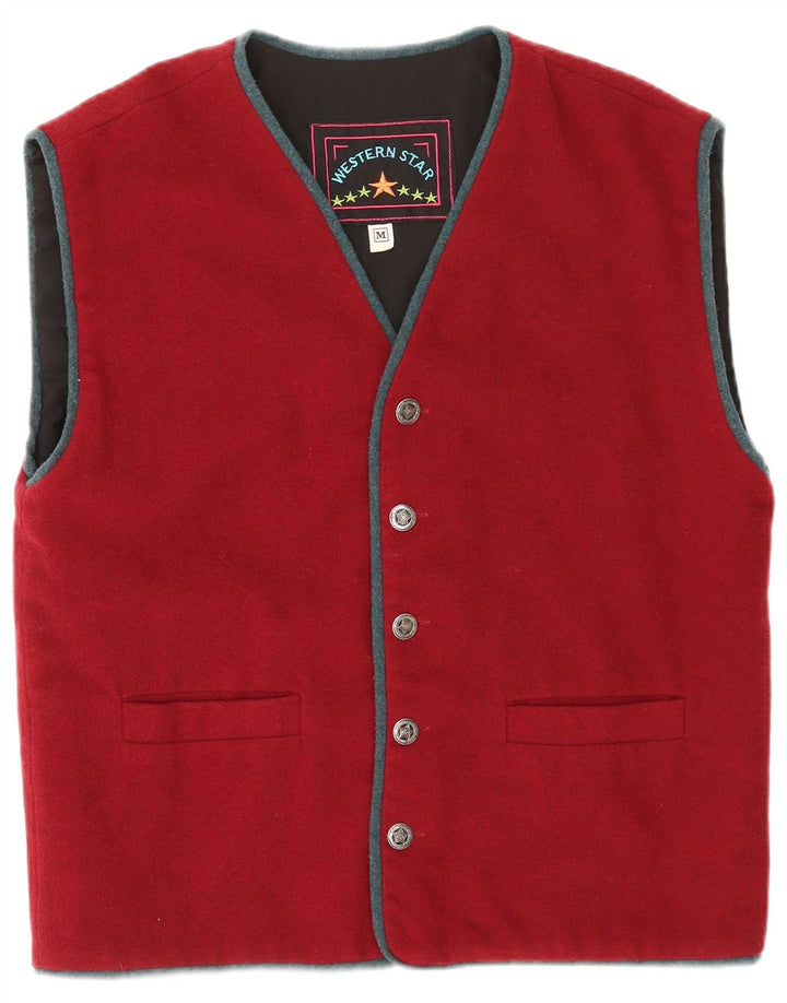 Gilet vintage da uomo medio bordeaux in poliestere