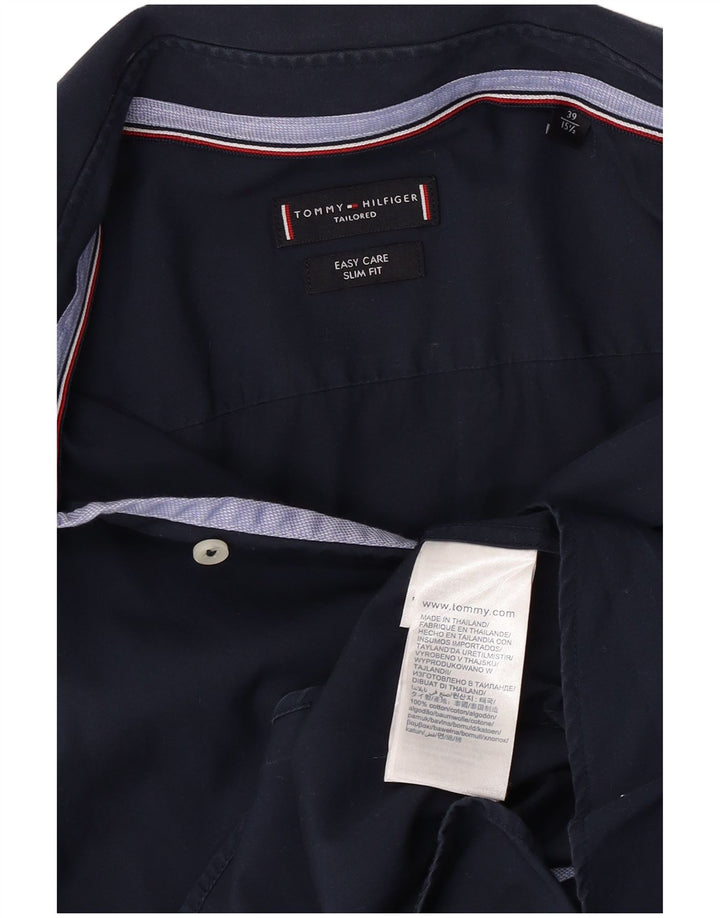 Tommy Hilfiger Camicia da uomo Easy Care Taglia 39 15 1/2 Medio Blu navy