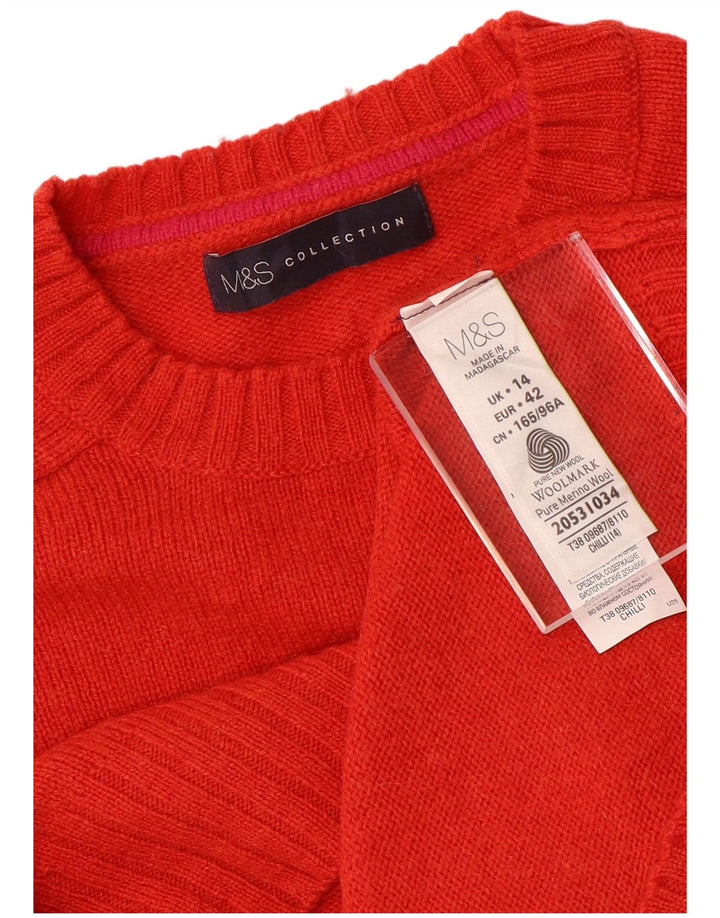 Maglione maglione girocollo da donna Marks & Spencer UK 14 Lana arancione medio