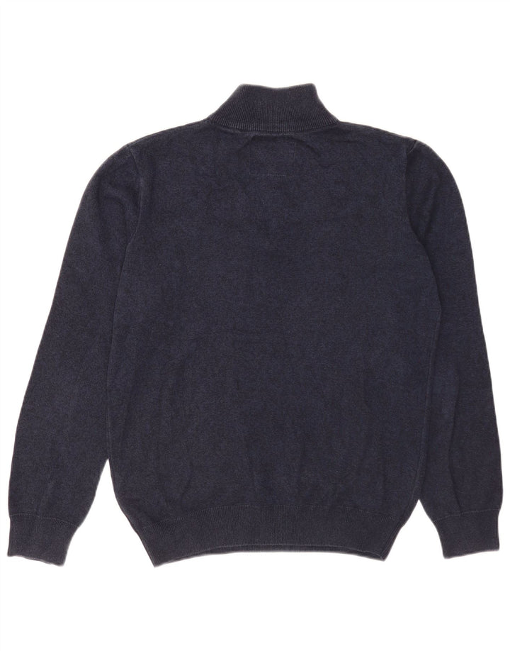 Maglione da uomo con zip e collo Superdry in cotone blu navy medio