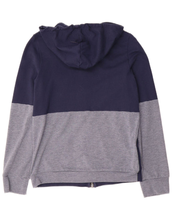 Felpa con cappuccio e zip da donna Adidas UK 12/14 Colorblock blu navy medio