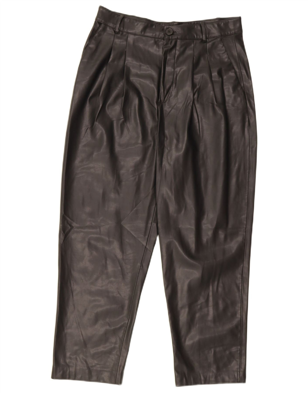 Pantaloni Zara da donna in ecopelle con tasselli piccoli W26 L25 poliestere nero