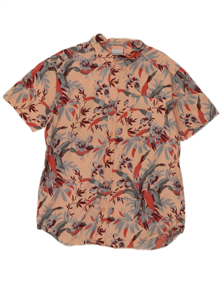 Camicia a maniche corte da uomo Columbia in cotone floreale rosa medio