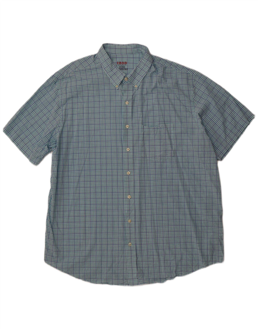 Camicia a maniche corte alta da uomo Izod 3XL in cotone a quadri blu