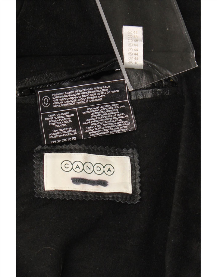 Giacca in pelle con cappuccio oversize da donna CANDA UK 18 XL Pelle nera