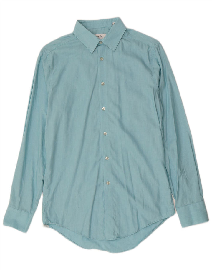 CALVIN KLEIN Camicia slim fit da uomo taglia 14 1/2 piccola blu