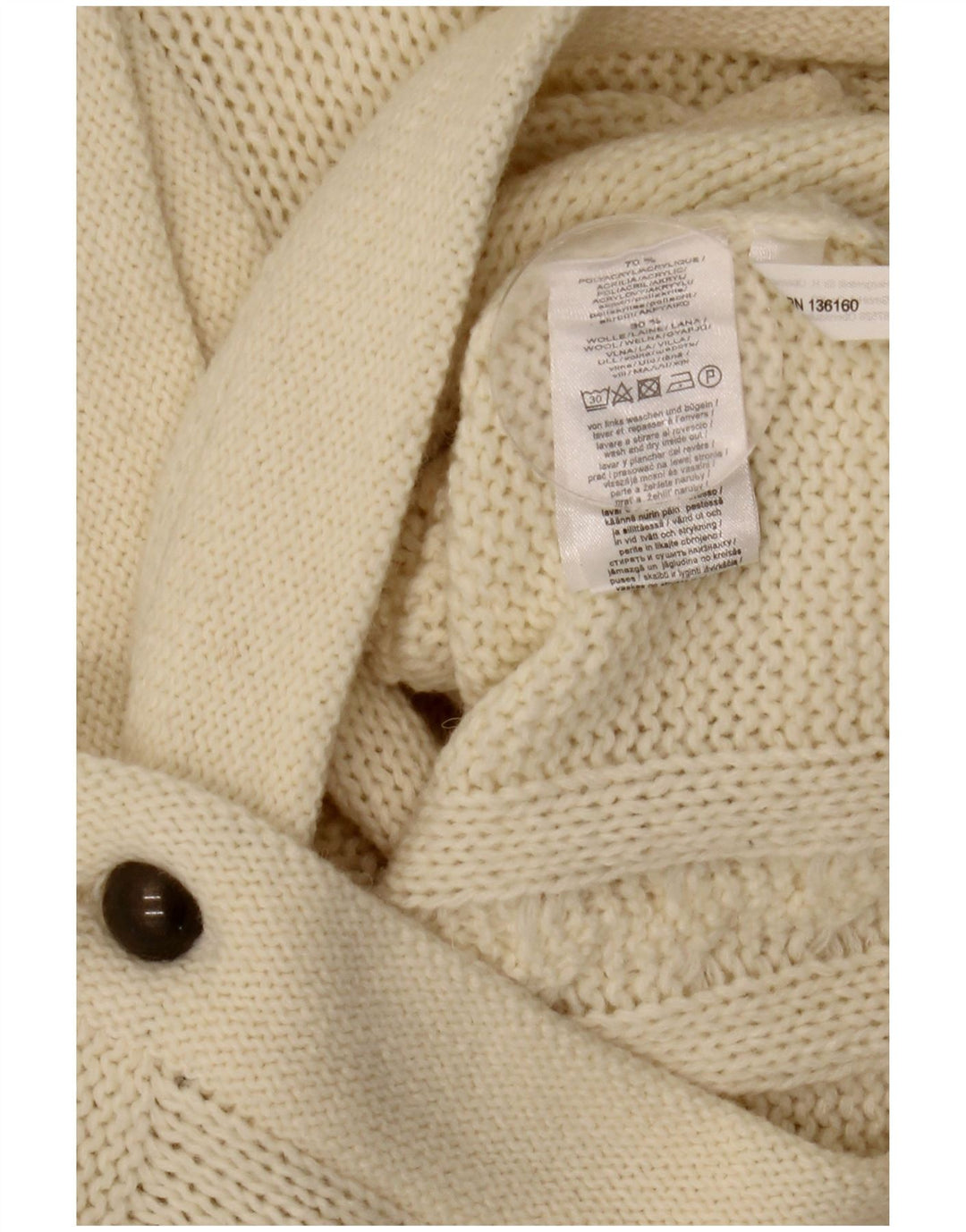 Maglione cardigan da donna vintage IT 42 Acrilico bianco sporco medio