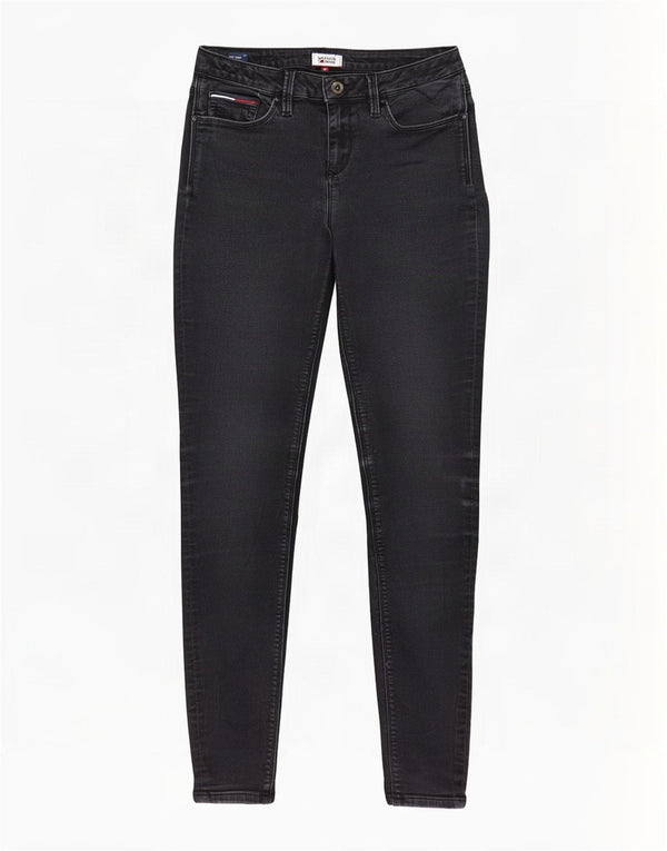 Jeans skinny a vita media da donna Tommy Hilfiger W29 L32 cotone grigio