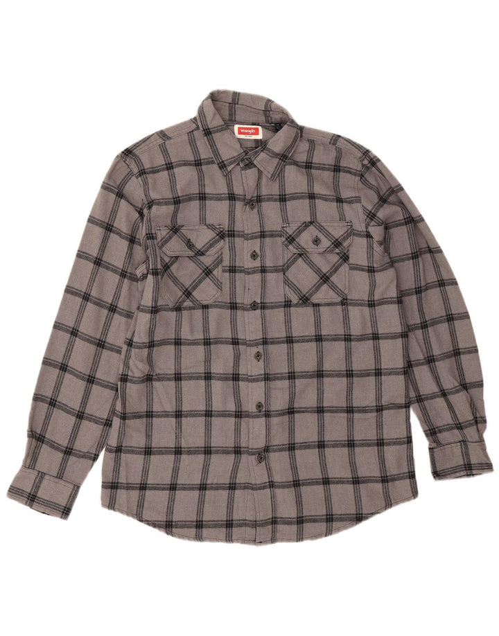 Camicia da uomo in flanella Wrangler in cotone a quadri grigio medio
