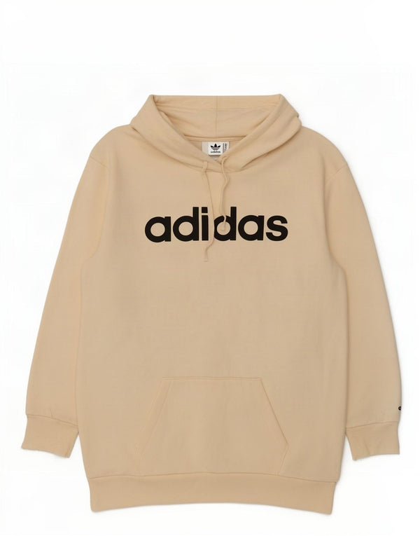 Felpa con cappuccio oversize grafica Adidas da donna UK 4/6 XS Cotone beige
