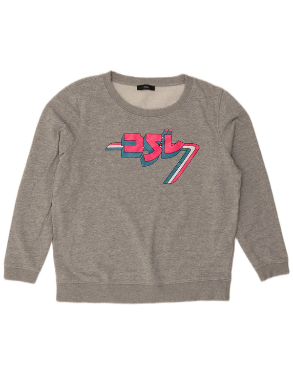 Felpa con grafica da donna Diesel UK 16 Large in cotone chiazzato grigio