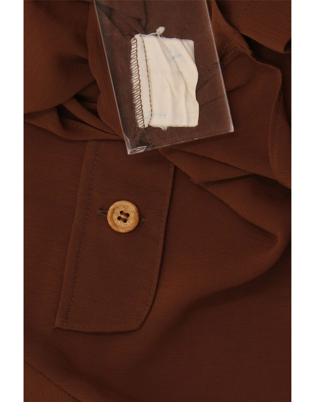 Camicetta da donna vintage a maniche corte corta UK 14 Poliestere marrone medio