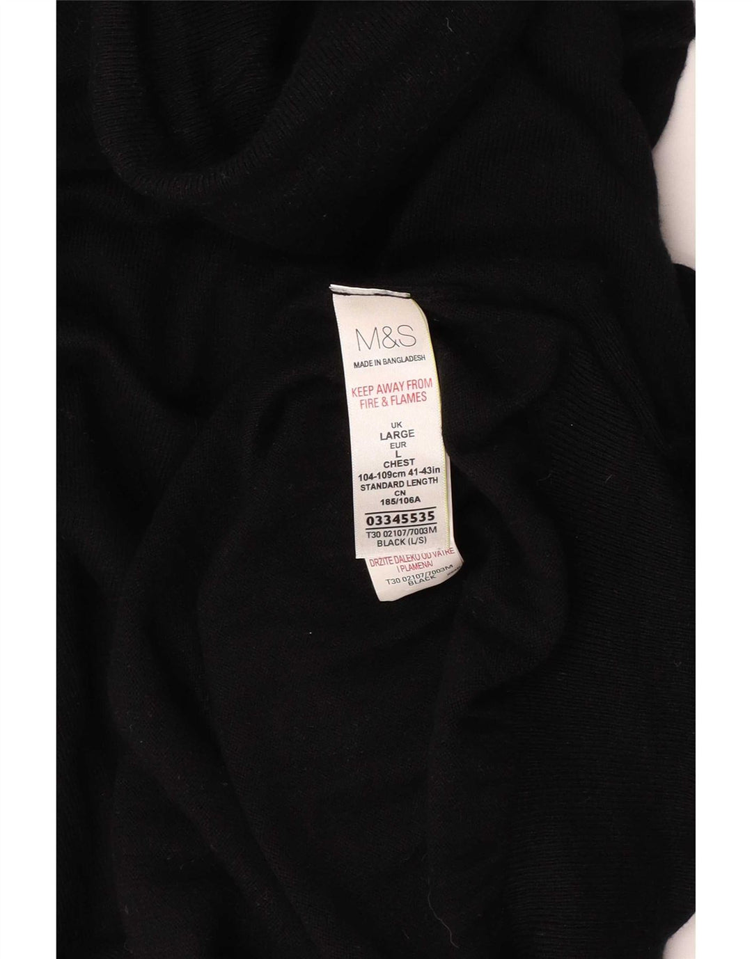 Maglione maglione a collo alto da uomo Marks & Spencer grande cotone nero