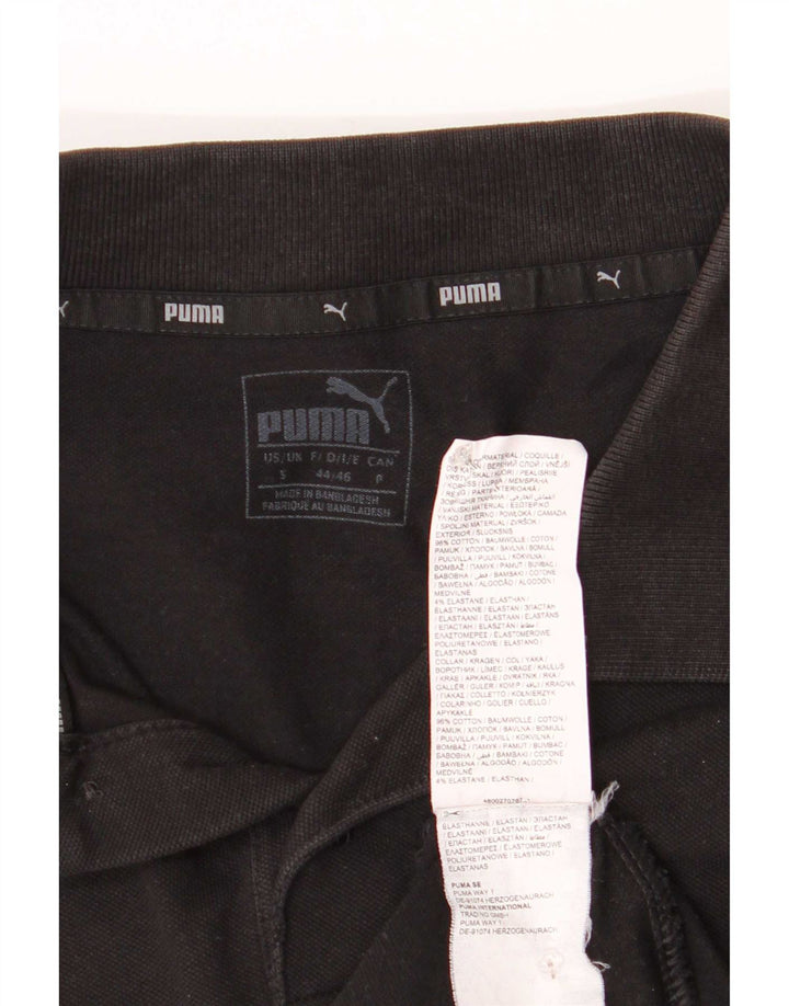 Polo Puma da uomo piccola in cotone nero