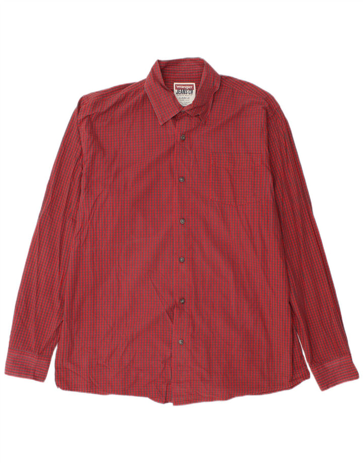 Camicia da uomo Wrangler grande in cotone a quadretti rossi