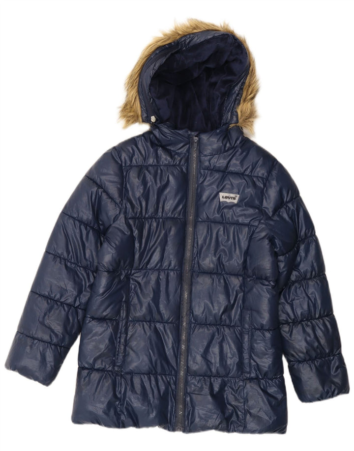 Giacca imbottita con cappuccio LEVI'S per ragazze 11-12 anni in poliestere blu navy