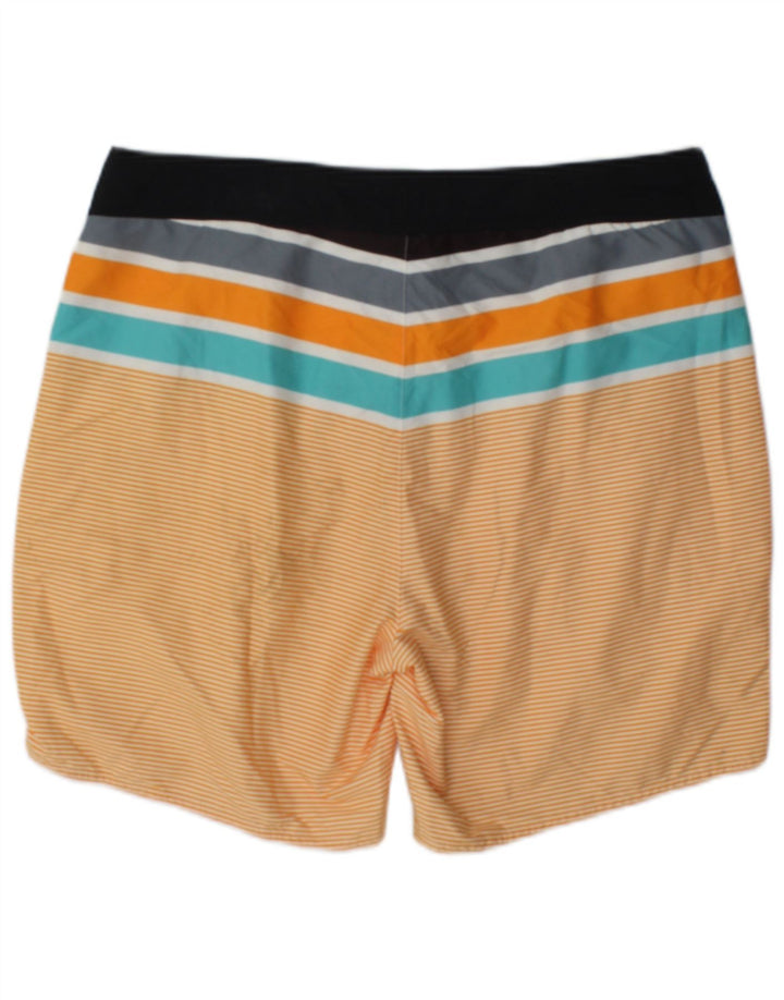 Pantaloncini da bagno da uomo Hugo Boss, poliestere a righe grandi, arancione
