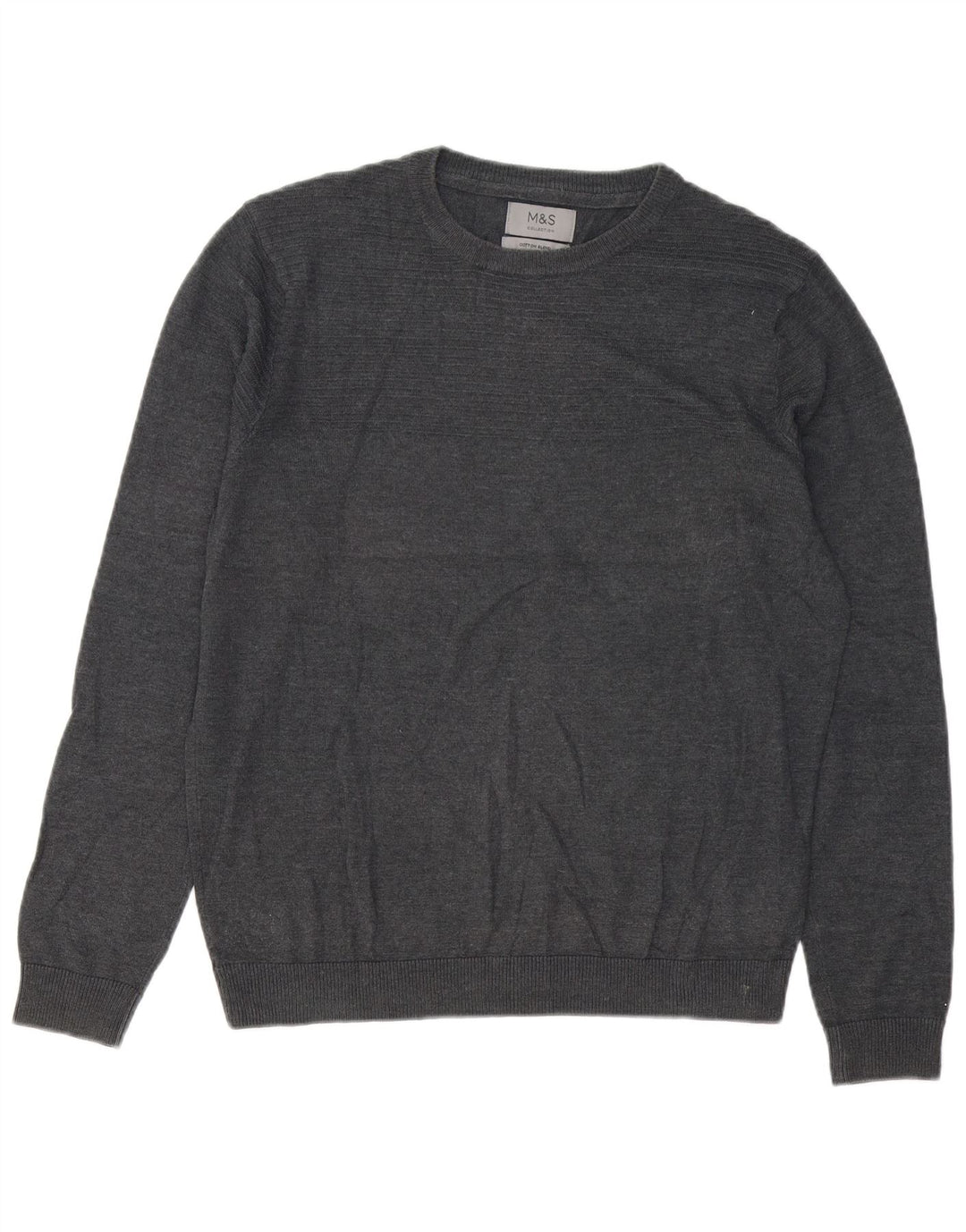 Maglione maglione girocollo da uomo Marks & Spencer in cotone grigio medio