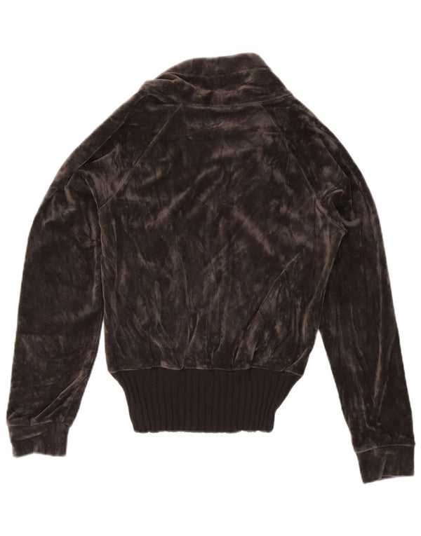 Giacca da ginnastica da donna in velluto ADIDAS UK 12 Cotone grigio medio