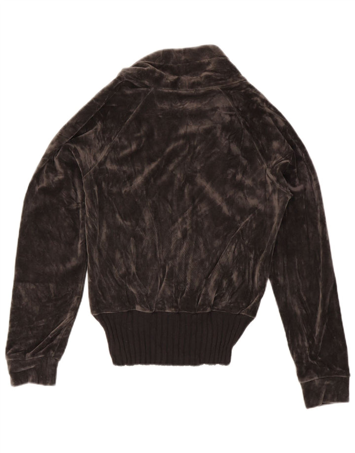 Giacca da ginnastica da donna in velluto ADIDAS UK 12 Cotone grigio medio