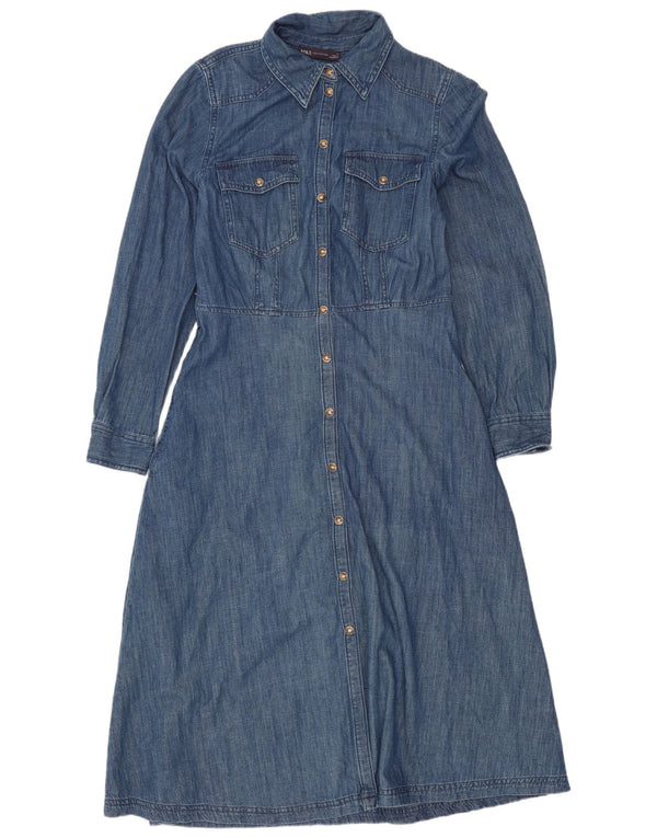 Abito camicia di jeans da donna Marks & Spencer UK 10 piccolo cotone blu