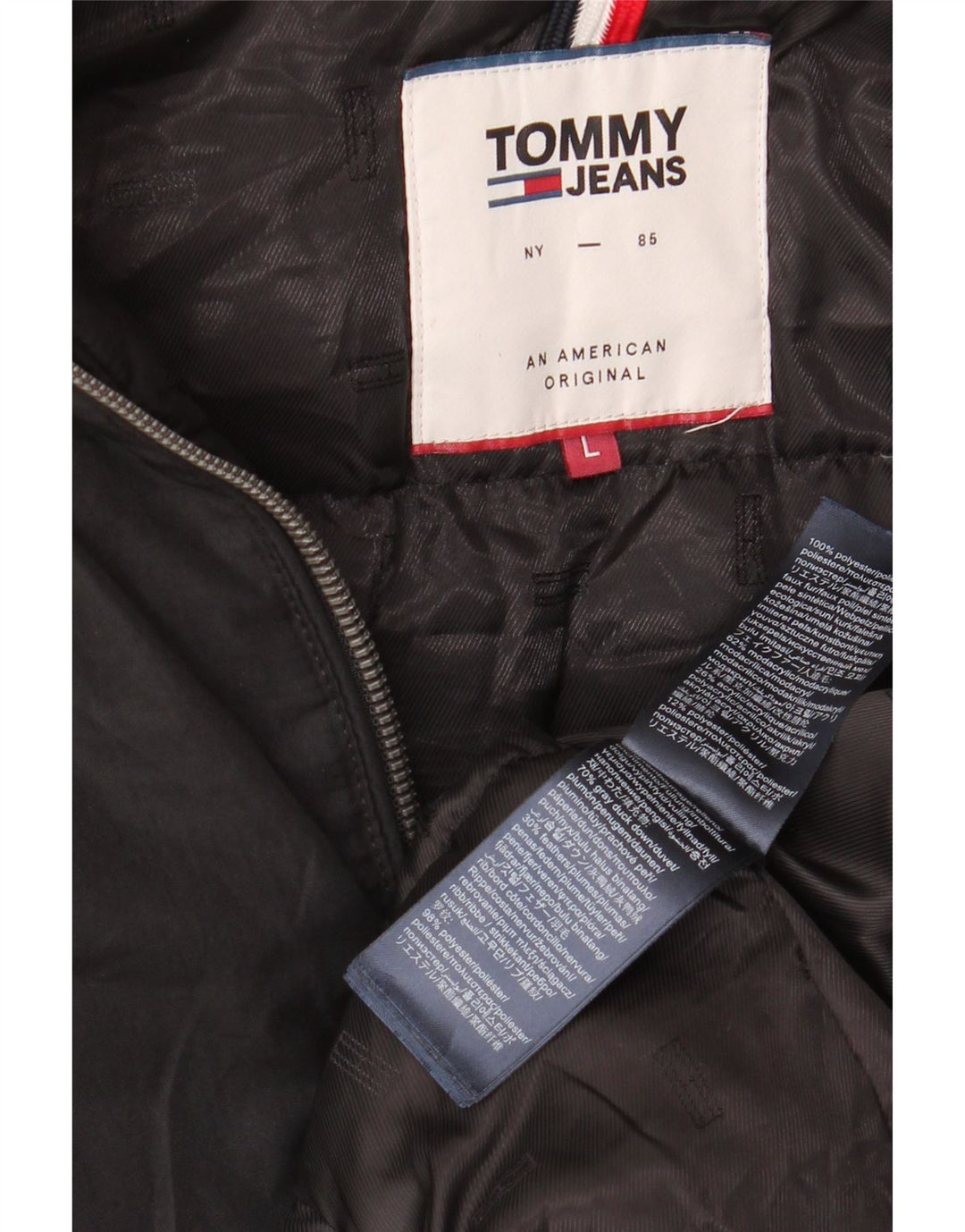 Giacca imbottita con cappuccio da donna Tommy Hilfiger UK 16 grande poliestere nero