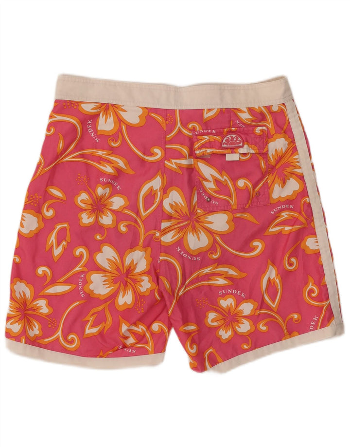 Pantaloncini da bagno da uomo Sundek grandi in poliestere floreale rosa