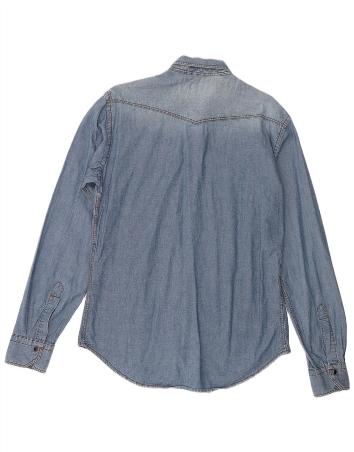 Camicia di jeans slim fit Zara da uomo grande in cotone blu