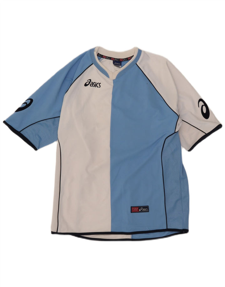 T-shirt grafica da uomo Asics Top in poliestere color block blu medio