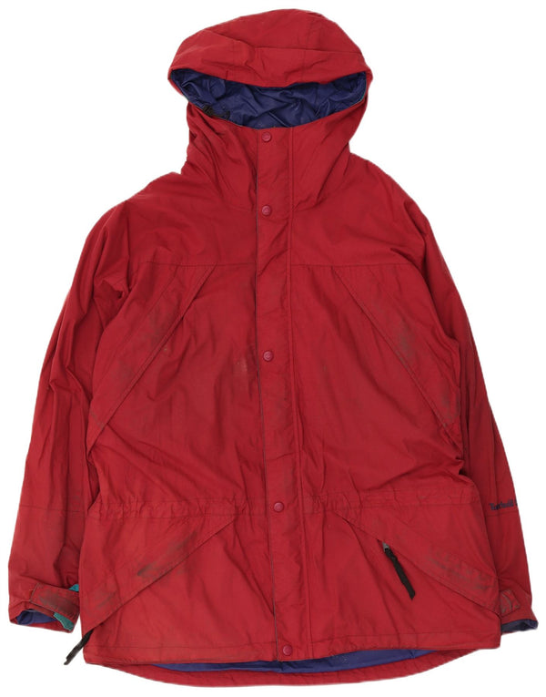 Giacca a vento con cappuccio da uomo Timberland UK 40 Large Red Nylon