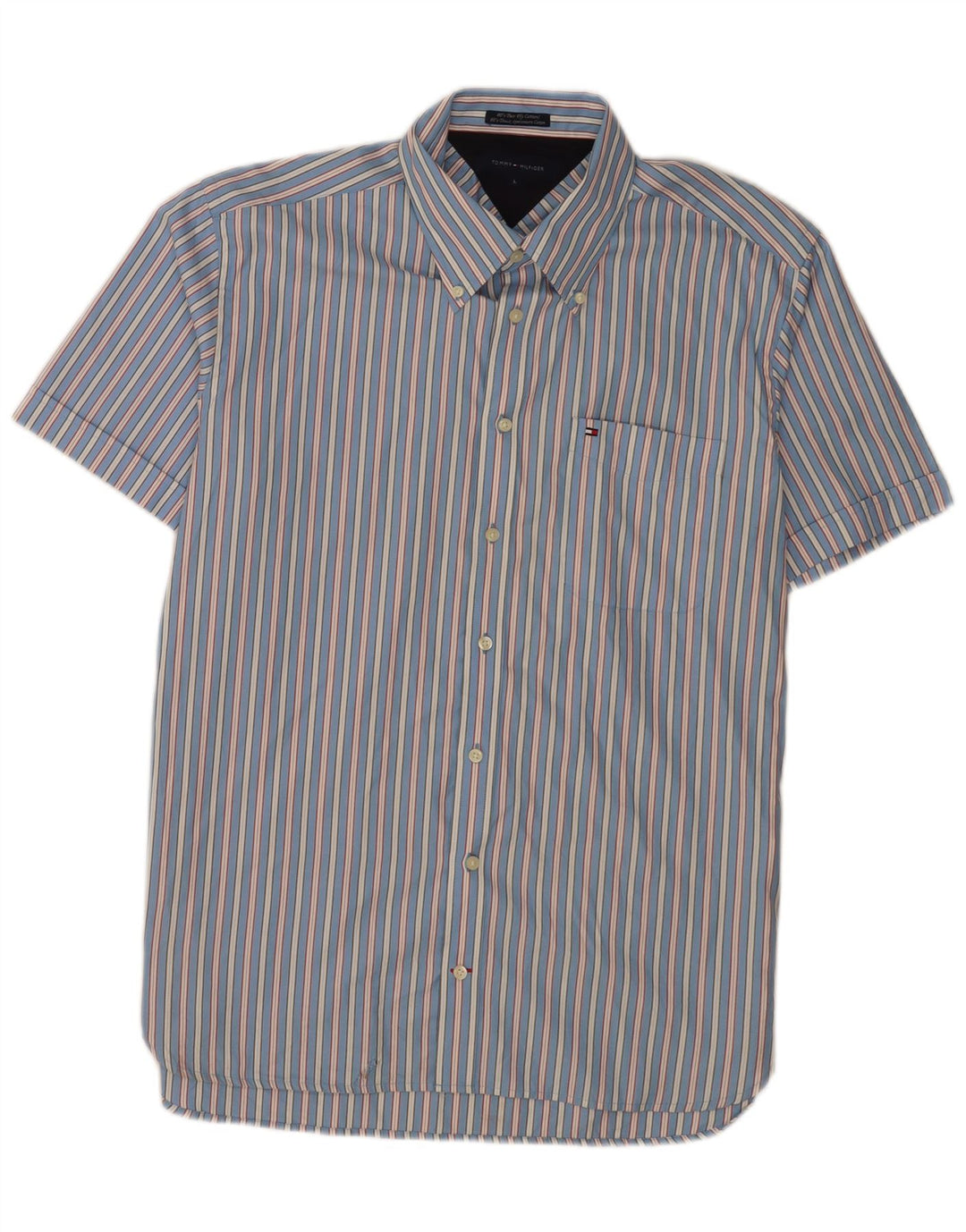 Camicia a maniche corte da uomo Tommy Hilfiger a righe blu grandi