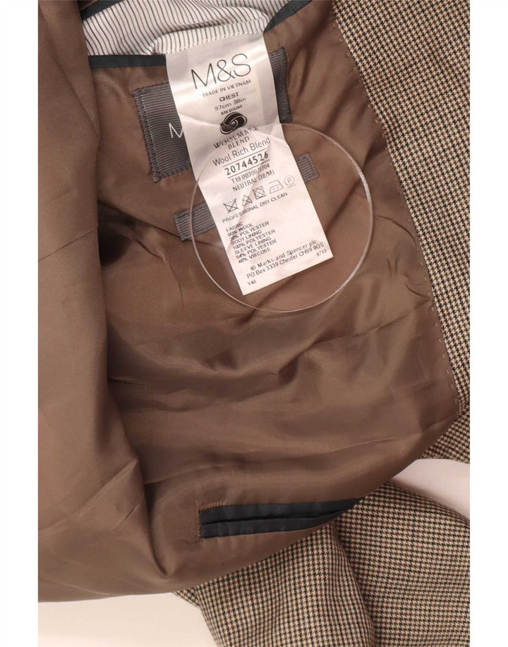 Giacca blazer a 2 bottoni da uomo Marks & Spencer UK 38 Pied de poule beige medio