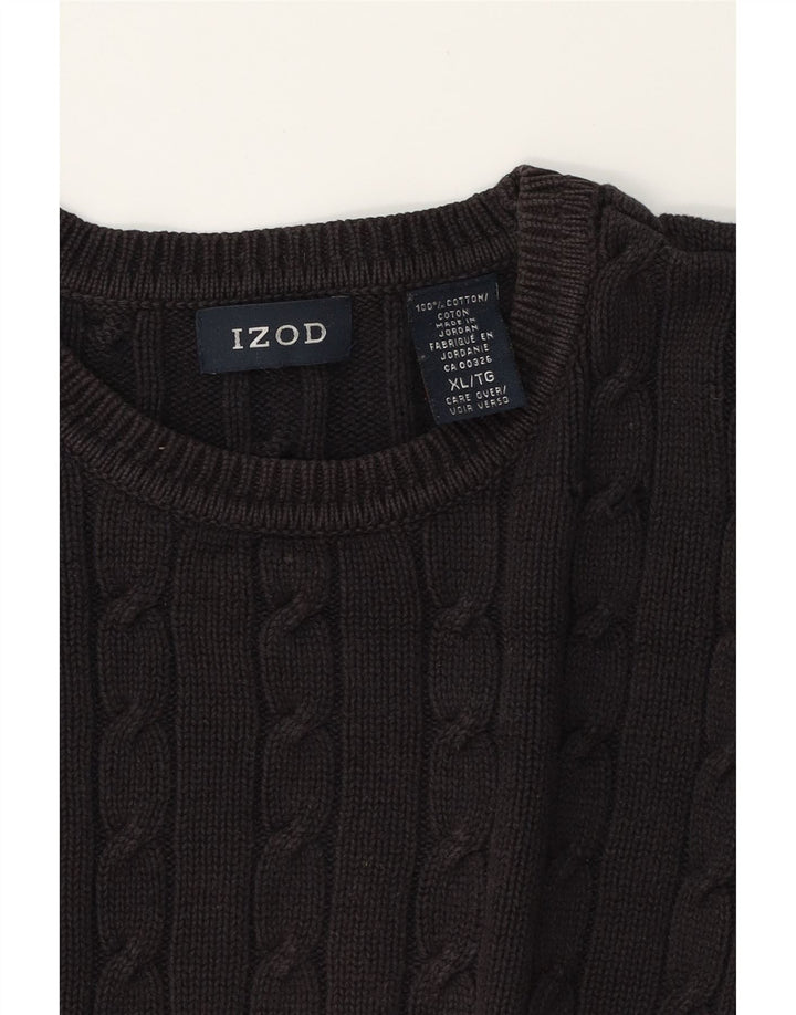 IZOD Mens Crew Neck Jumper Sweater XL Brown Cotton Vintage Izod and Second-Hand Izod from Messina Hembry 