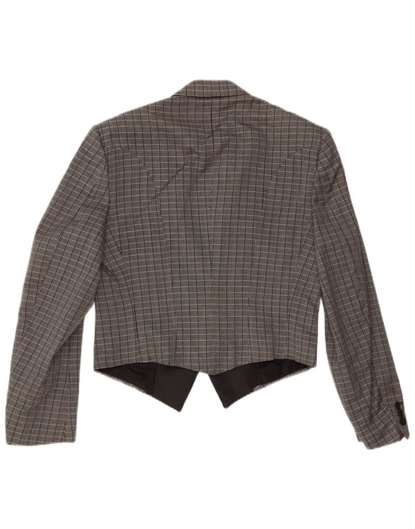 Giacca Blazer Doppiopetto Donna Sidi IT 48 XL Seta a quadri Grigia