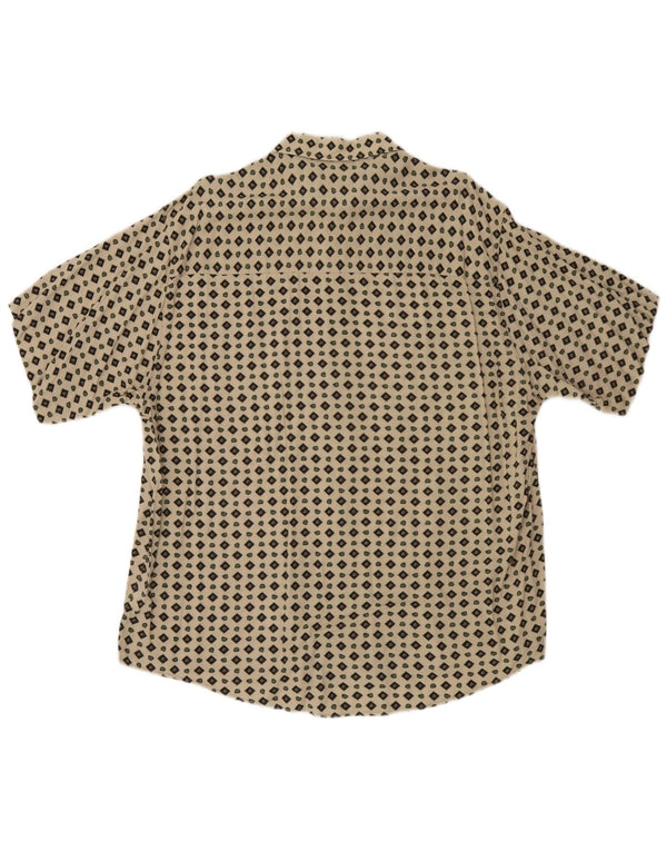 Camicia a maniche corte da uomo Follie XL Beige in viscosa geometrica