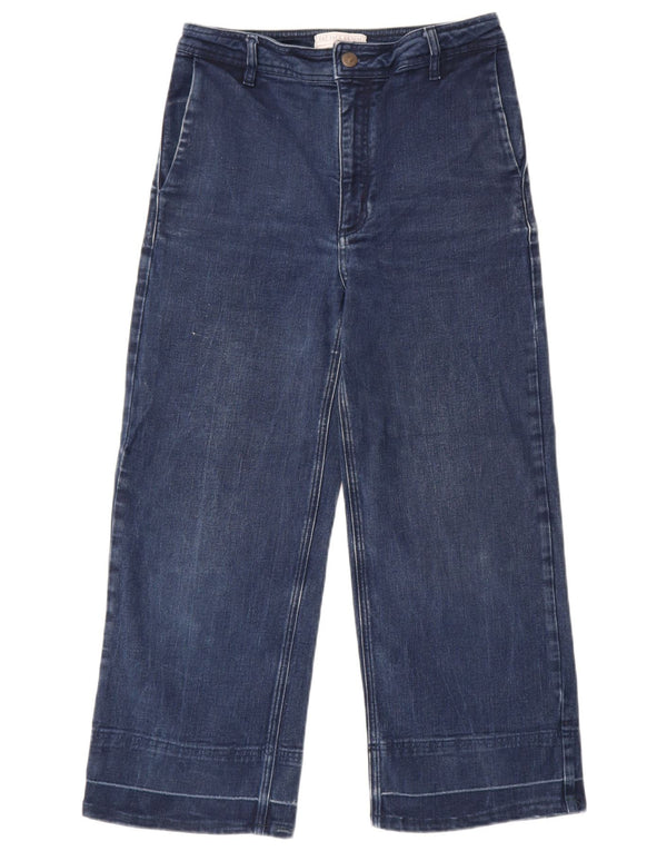 Jeans tagliati a gamba larga da donna Fat Face UK 10 piccoli W30 L24 cotone blu navy