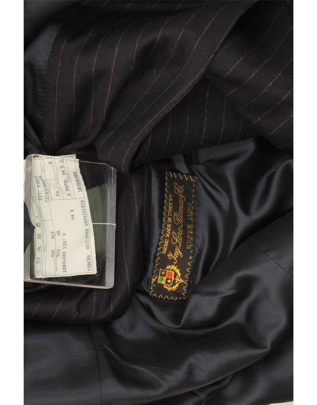 Giacca Blazer da Uomo a 3 Bottoni Loro Piana IT 54 2XL Lana Gessata Blu Navy