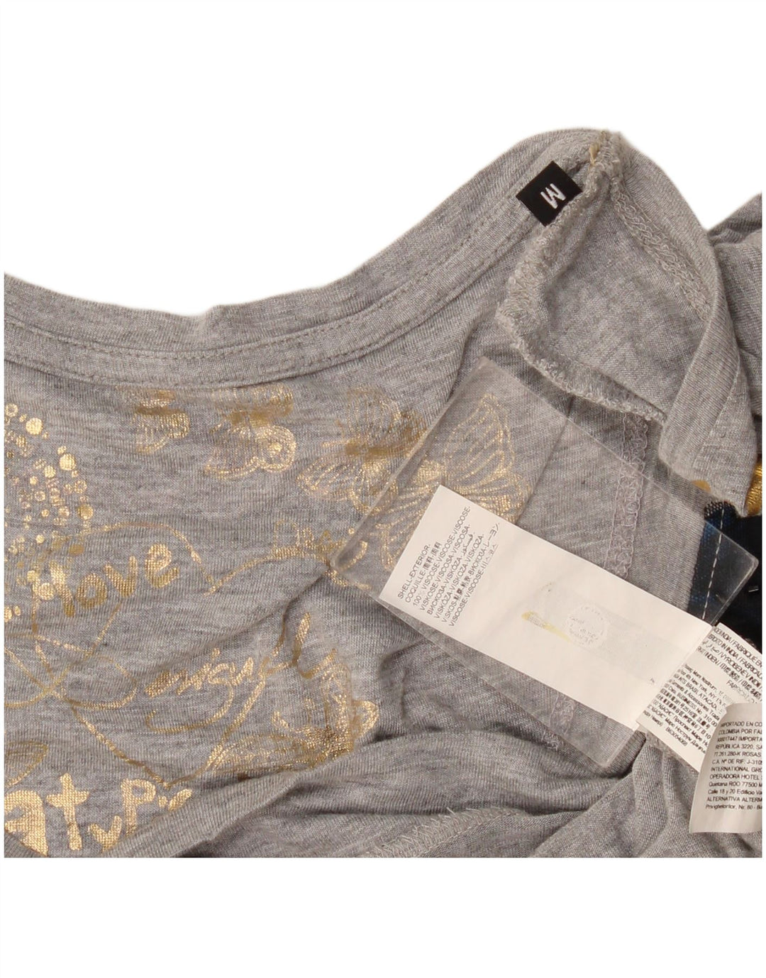 Desigual Womens Graphic Tunica Top UK 12 Viscosa grigio medio