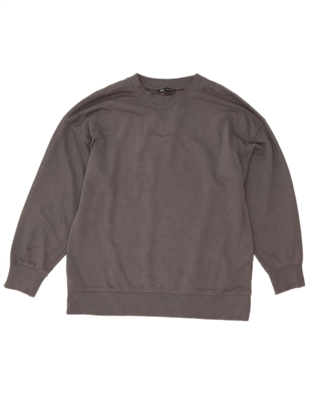 Felpa oversize da donna Zara UK 10 piccola in cotone grigio