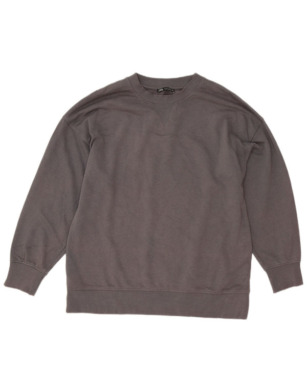 Zara Womens Oversized Sweatshirt Jumper UK 10 Small Grey Cotton