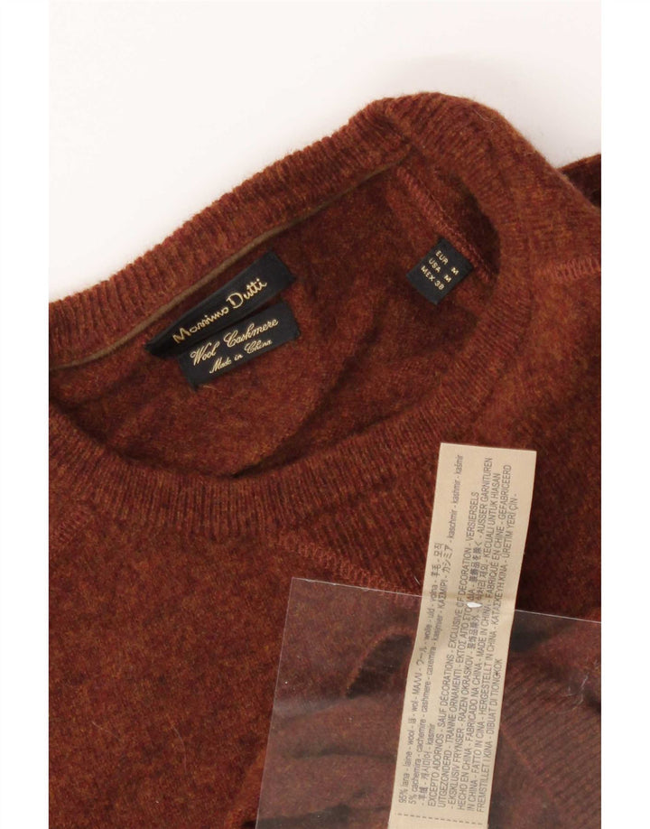 Maglione maglione girocollo da uomo Massimo Dutti in lana marrone medio