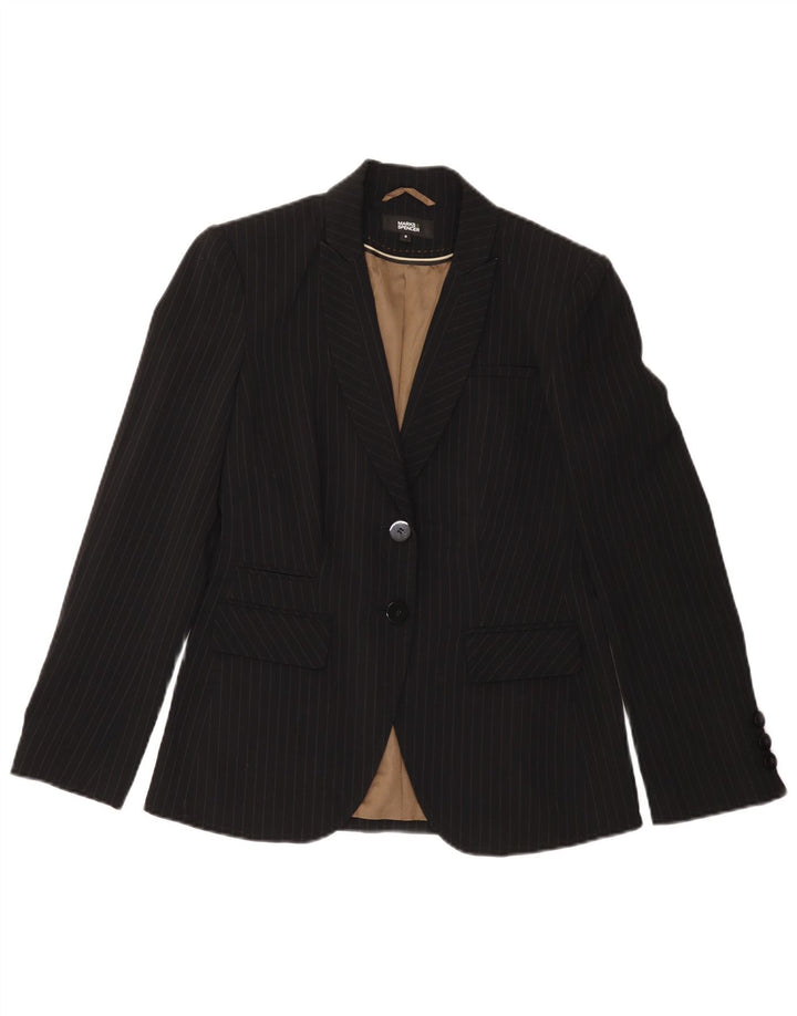 Giacca blazer a 2 bottoni Marks & Spencer da donna UK 8 piccolo gessato nero
