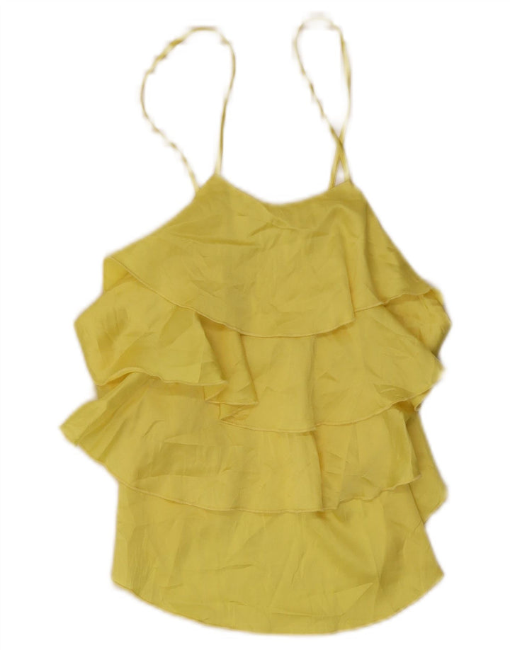 Top a strati senza maniche da donna Zara UK 8 piccolo giallo