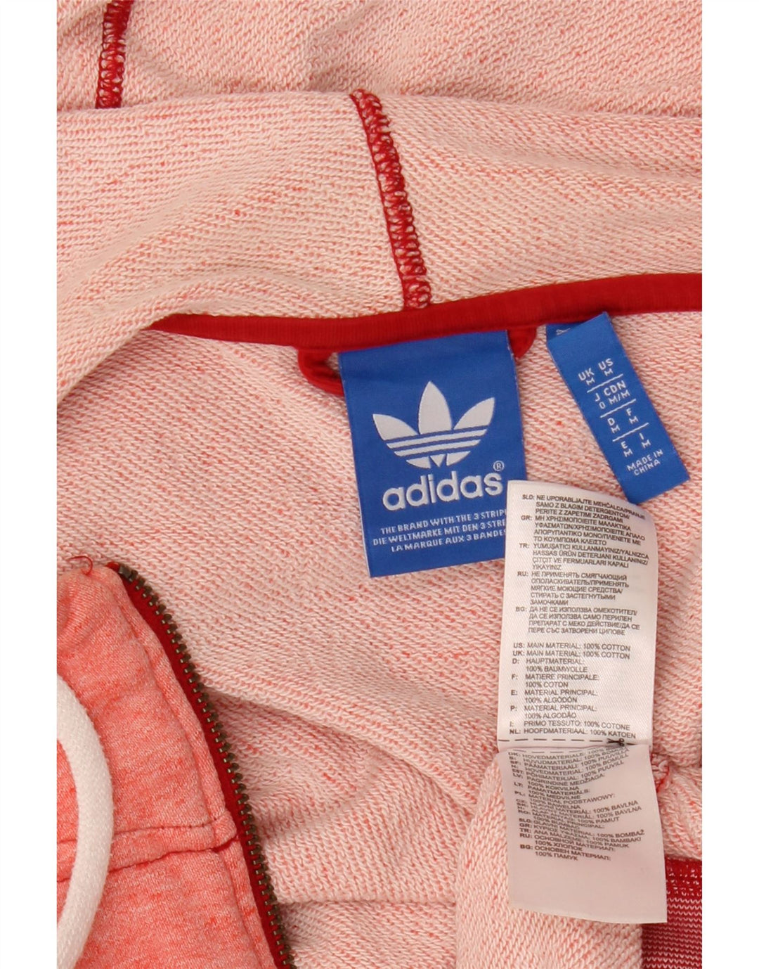 Maglione con cappuccio e zip da donna ADIDAS UK 14 cotone rosa medio