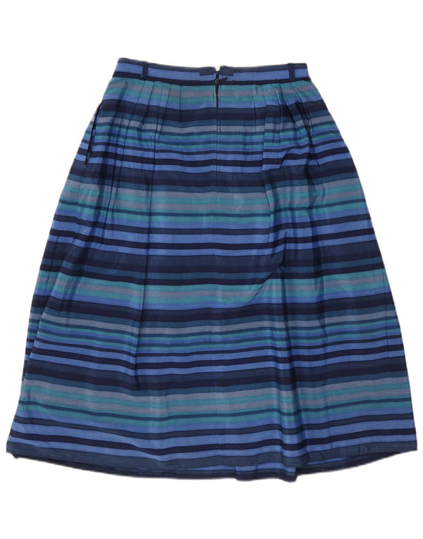 Gonna a trapezio da donna vintage EU 38 media W28 poliestere a righe blu