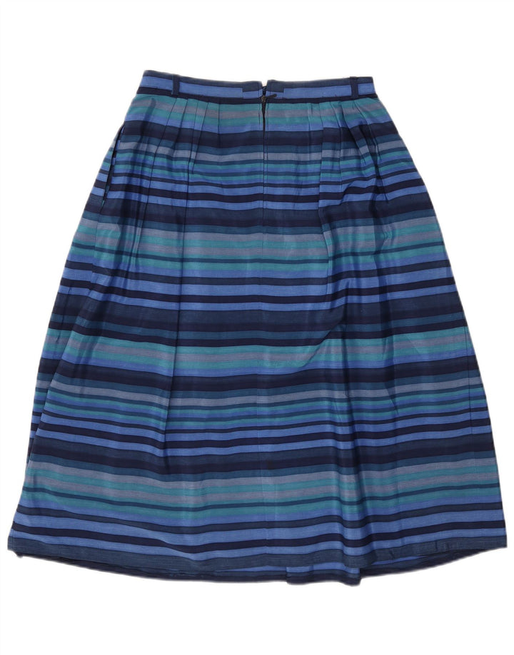 Gonna a trapezio da donna vintage EU 38 media W28 poliestere a righe blu